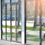 Reflective glass doors street view