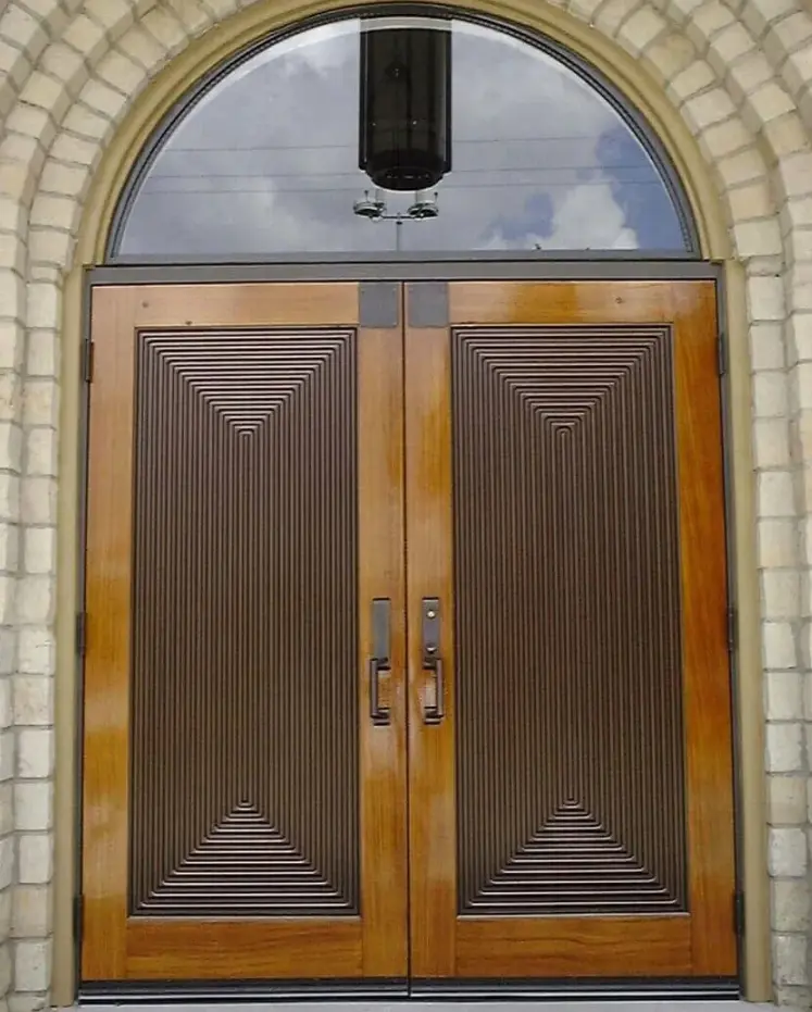 Large elegant wooden entry doors