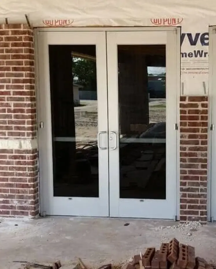 Double glass door installation site