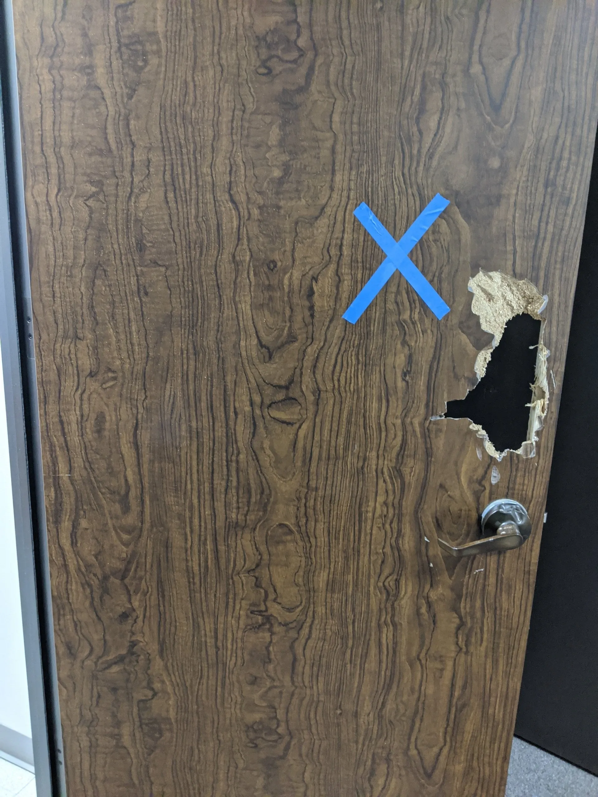 Damaged wooden door for repair